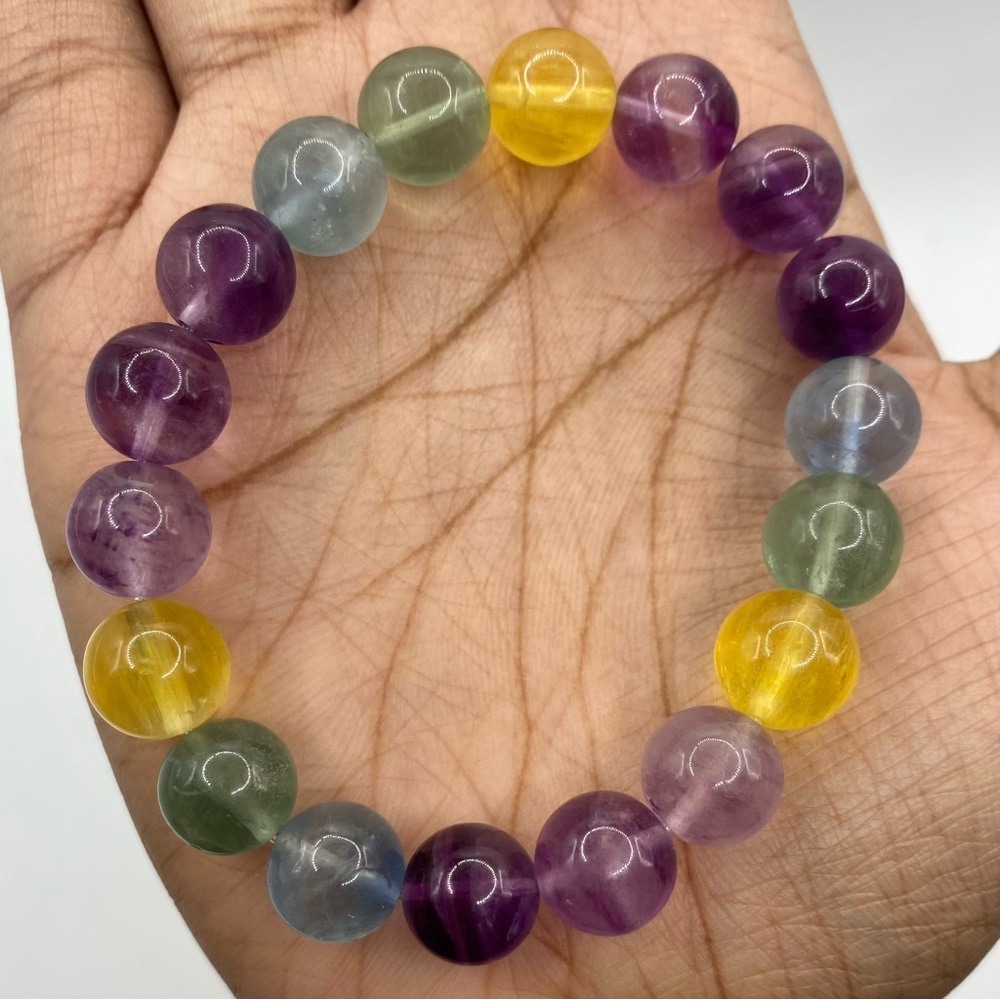 Hq Rainbow Fluorite Crystal Bracelet 11mm